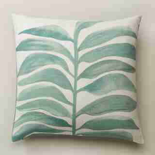 OUI PAINTED FROND PILLOW COVER GRANITE GREEN 18" X 18"