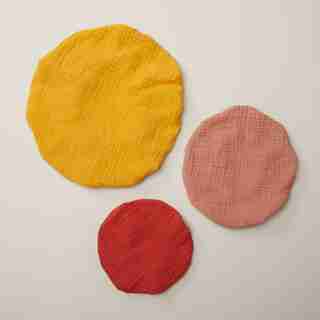 OUI COTTON MUSLIN BOWL COVERS WARM TONES SET OF 3