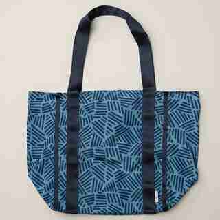 OUI PACKABLE MARKET TOTE BLUESTONE LINES