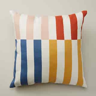 OUI BROKEN STRIPE OUTDOOR PILLOW WASHED INDIGO MULTI 18" X 18"