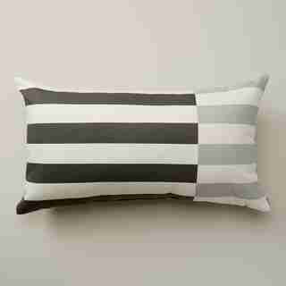 OUI OUTDOOR PILLOW BROKEN STRIPE BLACK & WHITE 12" X 21"