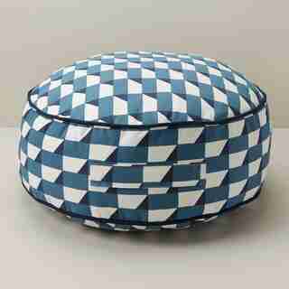 OUI INDOOR/OUTDOOR ROUND LOUNGE PILLOW GEOMETRIC WASHED INDIGO