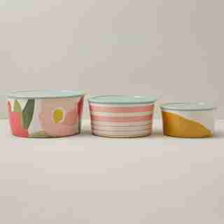 SET OF 3 BAMBOO MELAMINE POTLUCK BOWLS, CITRUS