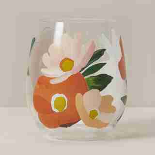 OUI ACRYLIC STEMLESS WINE GLASS GERBERA DAISY