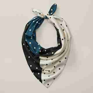 LOVE AND LORE SQUARE NECKERCHIEF BLACK & EVERGREEN POLKA DOT