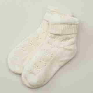 Pointelle Lo-Rise Reading Socks Ivory White