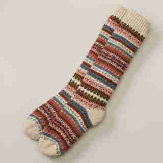 Festive Fairisle Reading Socks Berry Multi-Coloured