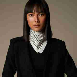 OPTICAL SQUARE NECKERCHIEF, IVORY