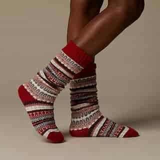 Festive Fairisle Reading Socks Red Multi-Coloured