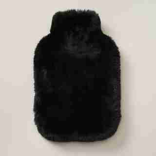BOUILLOTTE AVEC HOUSSE EN FAUSSE FOURRURE – NOIR