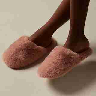 Love And Lore Faux Fur Slipper Rose Medium/Large