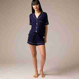 PIPED PAJAMA SHORT SET, INDIGO SMALL
