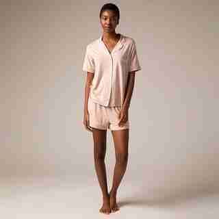 LOVE AND LORE PIPED PAJAMA SHORT SET ROSE MEDIUM