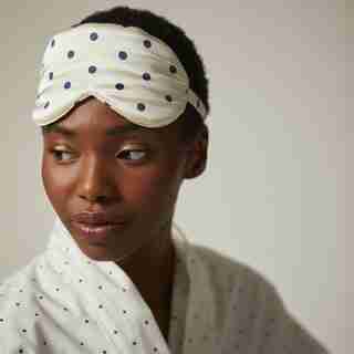 SILK SLEEP MASK IVORY DOT