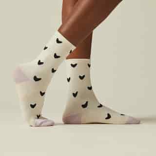 MINI HEARTS CREW SOCK CREAM & LAVENDER
