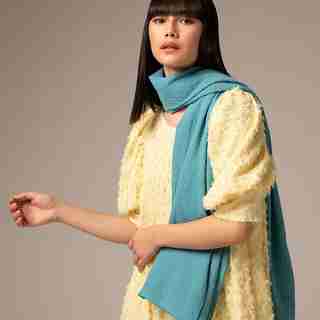 LOVE AND LORE WASHED COTTON GAUZE SCARF BLUEGRASS