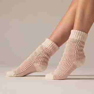 CHAUSSETTES DE LECTURE MI-MOLLET – VAGUES D’ÉTÉ, ROSE POUDRÉ