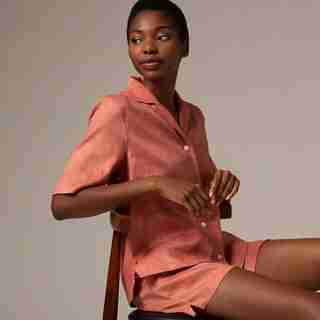 LOVE AND LORE LINEN PAJAMA SHORT SET TERRACOTTA X-SMALL