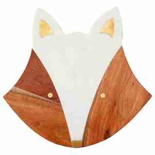 WHITE MARBLE & WOOD RED FOX BOARD