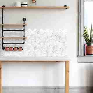 URBAN WALLS WHITE MARBLE HEXAGON DECAL