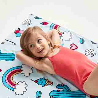 KIDS Beach Towel, Cacti Flamingo