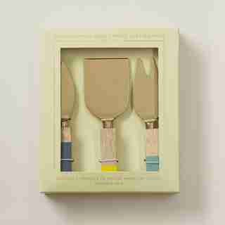 COLOUR DIPPED MANGO WOOD CHEESE KNIVES SET OF 3