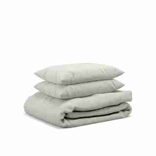 Flax Sleep Linen Duvet Set — Fog, Queen