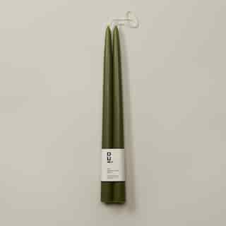 OUI X ROOT 12" DIPPED TAPER CANDLES DARK OLIVE SET OF 2