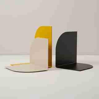 OUI ROUNDED METAL BOOKENDS YELLOW SET OF 3