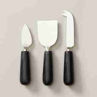 SET OF 3 CHEESE KNIVES, DARK MARBLE/ STAINLESS STEEL