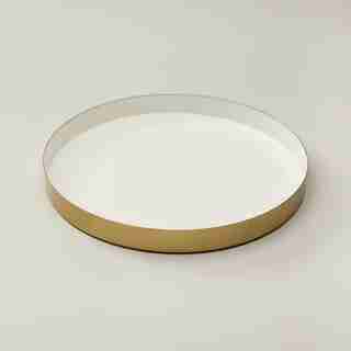 OUI X BE HOME ENAMEL & GOLD ROUND TRAY MEDIUM