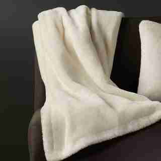 FAUX FUR IVORY HEATED BLANKET