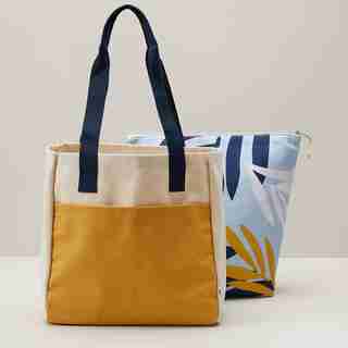 OUI CANVAS COOLER TOTE WITH REMOVABLE POUCH SUNFLOWER
