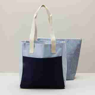 CANVAS COOLER TOTE WITH REMOVABLE POUCH, IRIS