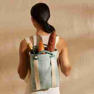 OUI CANVAS WINE COOLER BACKPACK TOTE SPIRAL