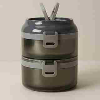 OUI STAINLESS-STEEL LUNCH BOX DUO STORM GREY