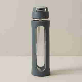 AURIA GLASS WATER BOTTLE WITH BLUE SILICONE SLEEVE