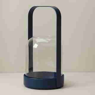 OUI METAL & GLASS LANTERN BLUE LARGE