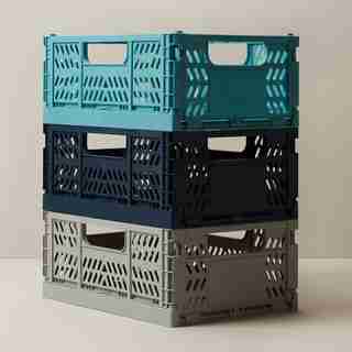 OUI STORAGE CRATES BLUE LARGE SET OF 3