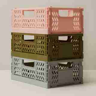 OUI STORAGE CRATES PINK SMALL SET OF 3