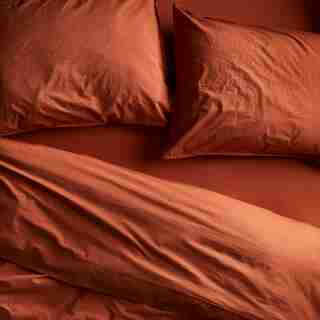 OUI ORGANIC COTTON SHEET SET QUEEN TERRACOTTA
