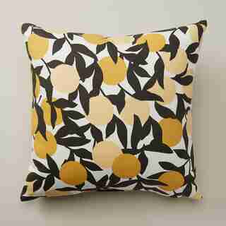 OUTDOOR PILLOW CITRUS BRANCHES, STORM 18" X 18"