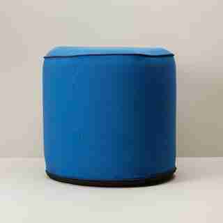 INFLATABLE OUTDOOR POUF OTTOMAN, WASHED INDIGO