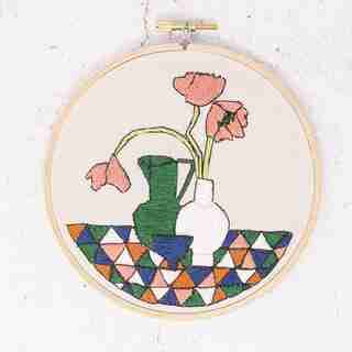 Geometric Poppies Embroidery Kit