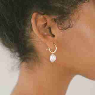 Small Pearl Hoops, Gold