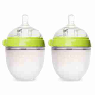 Comotomo Natural Flow Baby Bottle Colic Prevention 2-Pack Green 150 ML