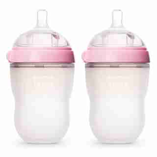 Comotomo Natural Flow Baby Bottle Colic Prevention 2-Pack Pink 250 ML