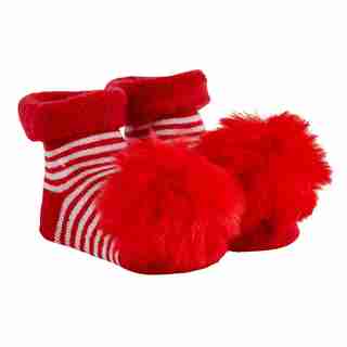 Stephan Baby Faux Fur Pom- Red Stripe