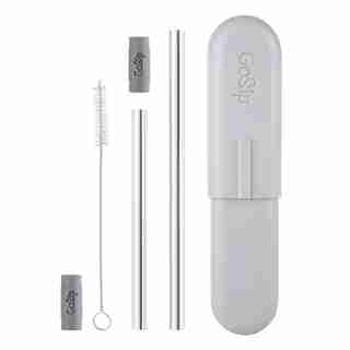 GOSIP STAINLESS STEEL REUSABLE STRAWS GREY