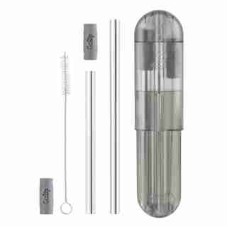 GOSIP STAINLESS STEEL REUSABLE STRAWS - TRANSLUCENT GREY
